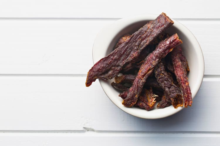 A portion of beef jerky.