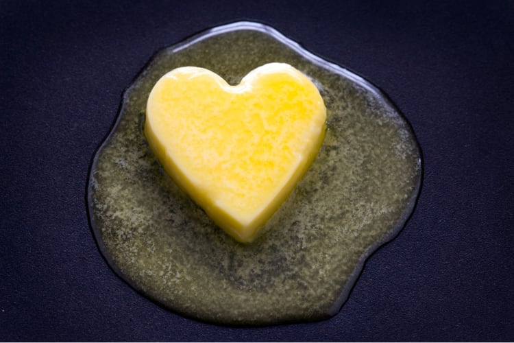 Melted butter in the shape of a heart