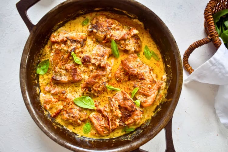 Marry me chicken in the saucepan.