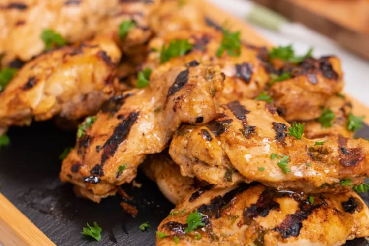 Chicken thighs are a good low carb dinner idea on a budget.