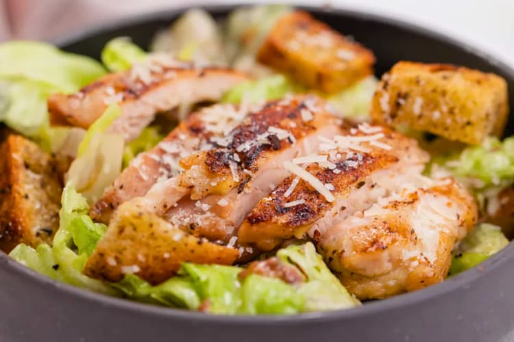 A grilled chicken Caesar salad is a great low carb lunch.
