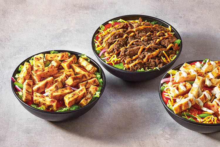 Three different Subway bowls