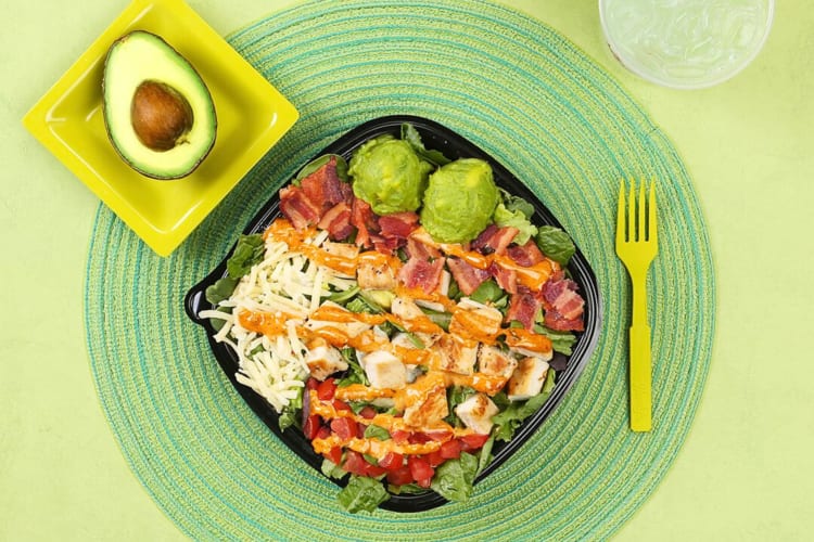 A Wendy's avocado chicken salad, one of the best low-carb fast foods