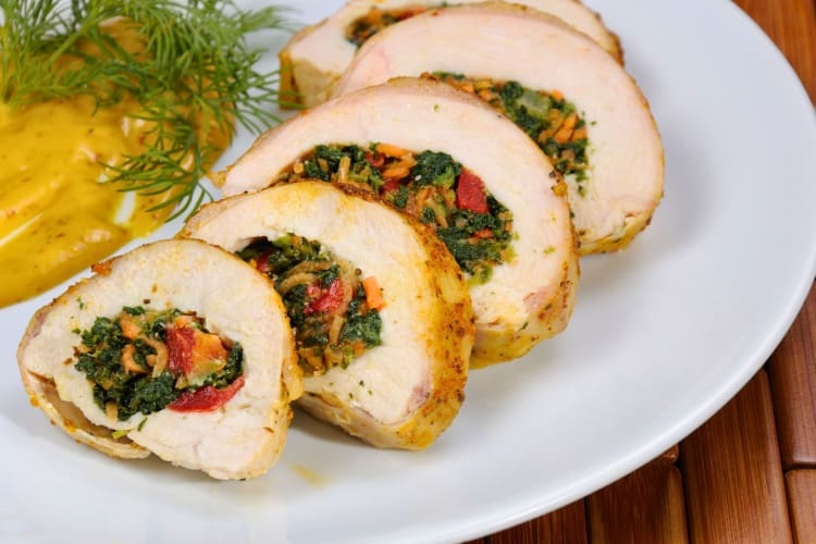 Chicken breast stuffed with vegetables.