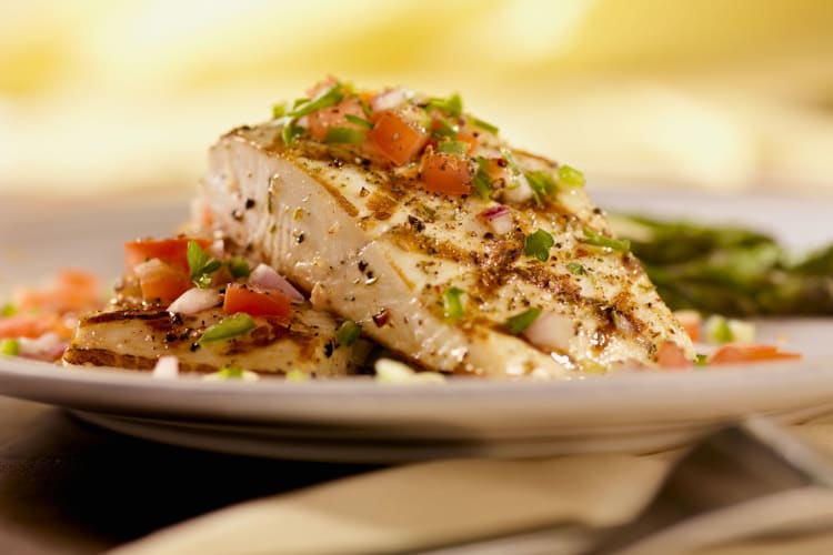 Halibut with a fresh tomato salsa.