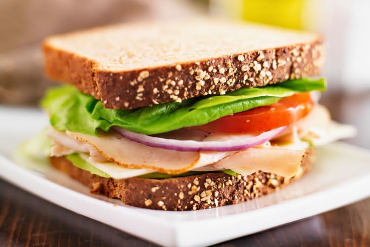 A sandwich made with low-sodium lunch meat.