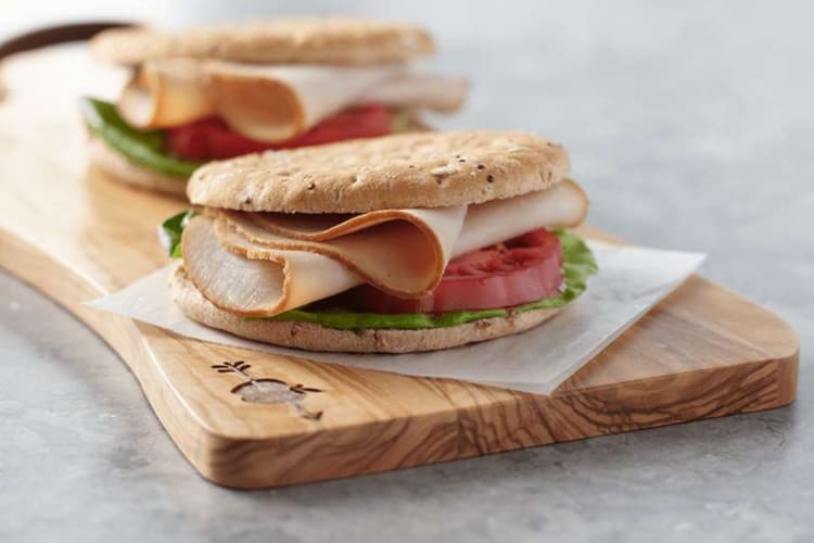 A low-sodium lunch meat sandwich.