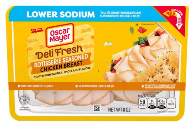 Rotisserie Seasoned Chicken Breast Sliced Lunch Meat with 25% Lower Sodium.