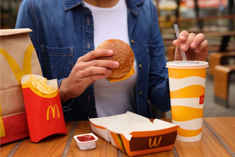 McDonald's burger, fries and soda
