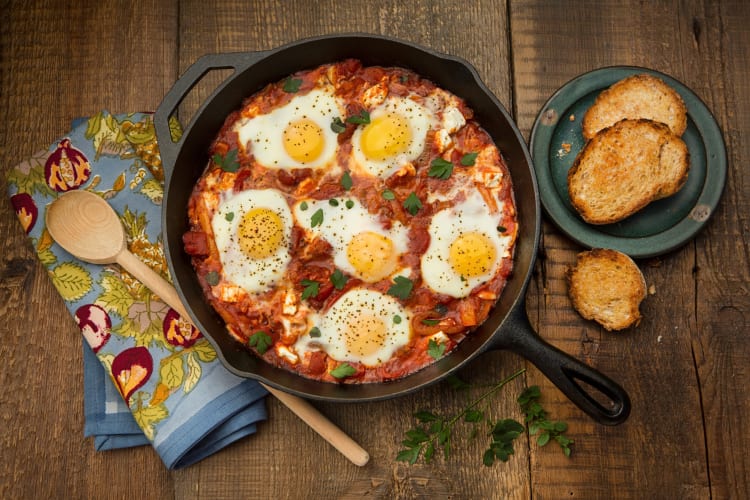 Shakshouka is a popular Middle Eastern food for those who love eggs