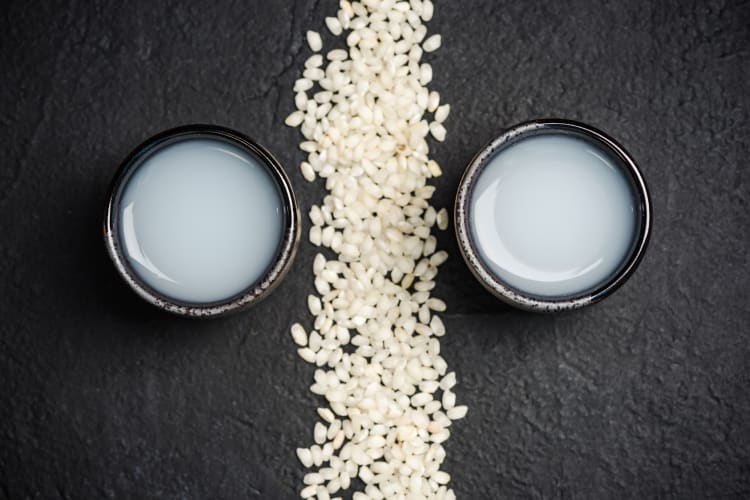 Japanese rice wine served in two cups