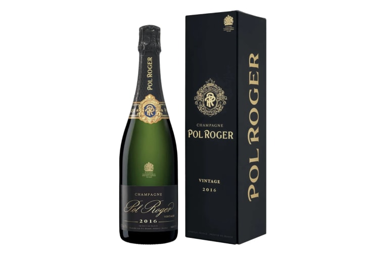 Bottle and box of Pol Roger Vintage Brut 