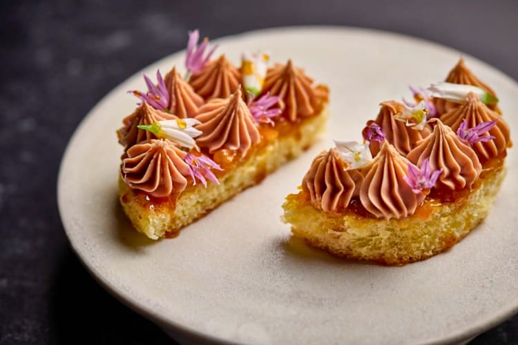 Two pieces of chicken liver mousse