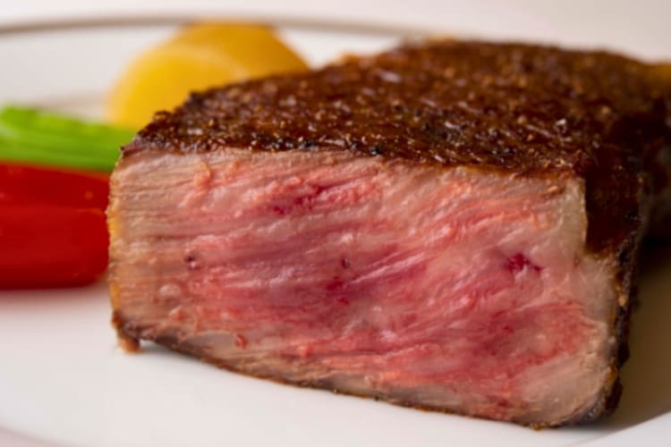 Specially selected Tajima beef sirloin steak.