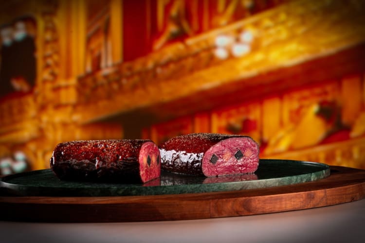 A meat dish from Ultraviolet restaurant in China.