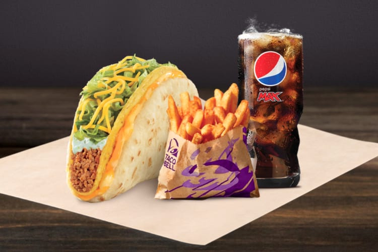 Cheesy Gordita Crunch served with fries and soda