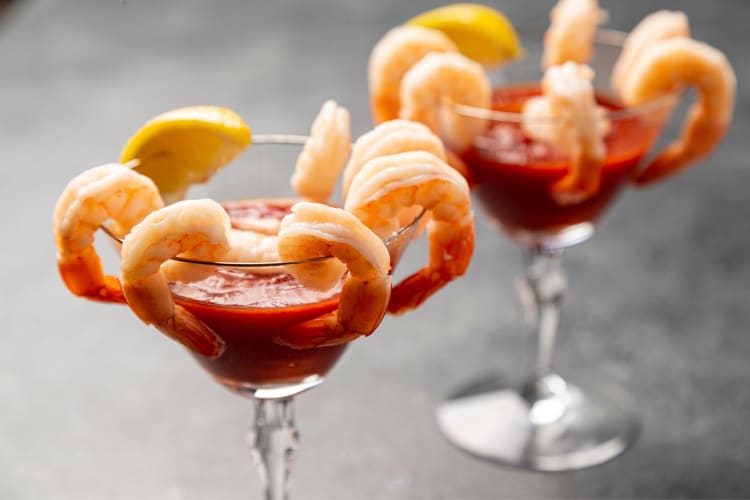 two glasses of shrimp cocktail