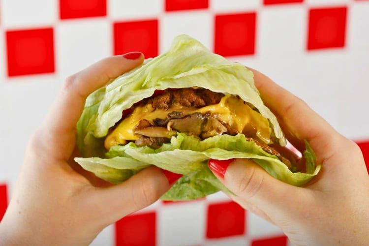 Five Guys lettuce wrap burger.