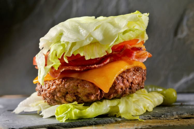 Protein-style lettuce wrap burger.