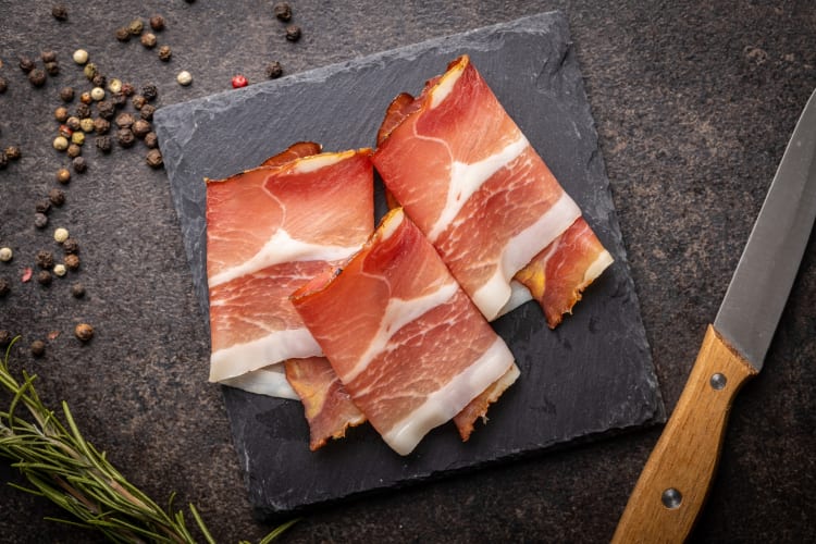 Slices of prosciutto