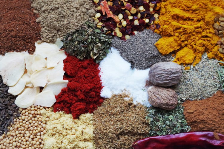 Variety of spices used in traditional Peruvian foods