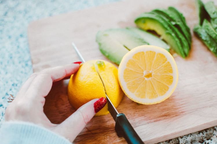 cutting a lemon