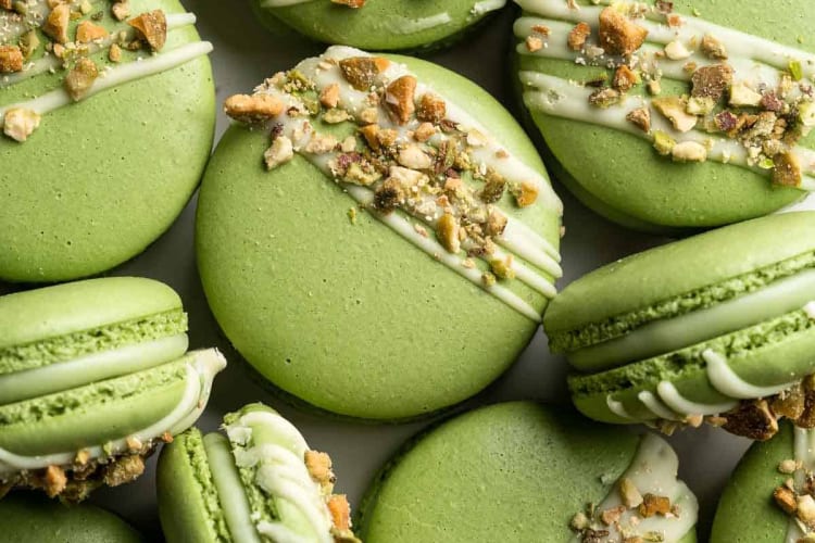 pistachio macarons are an ideal colorful halloween dessert