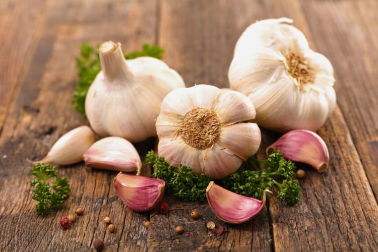 Garlic bulbs and cloves promote a healthy gut through probiotic vs prebiotic balance.