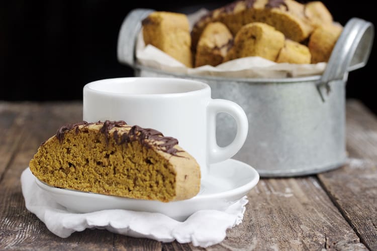 pumpkin spice latte biscotti is a crunchy, twice baked cookie