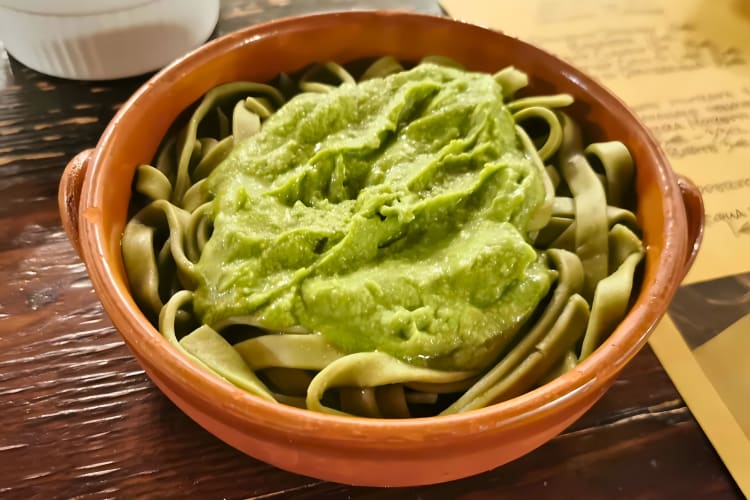 The pesto pasta is a customer favorite at this restaurant in Genoa