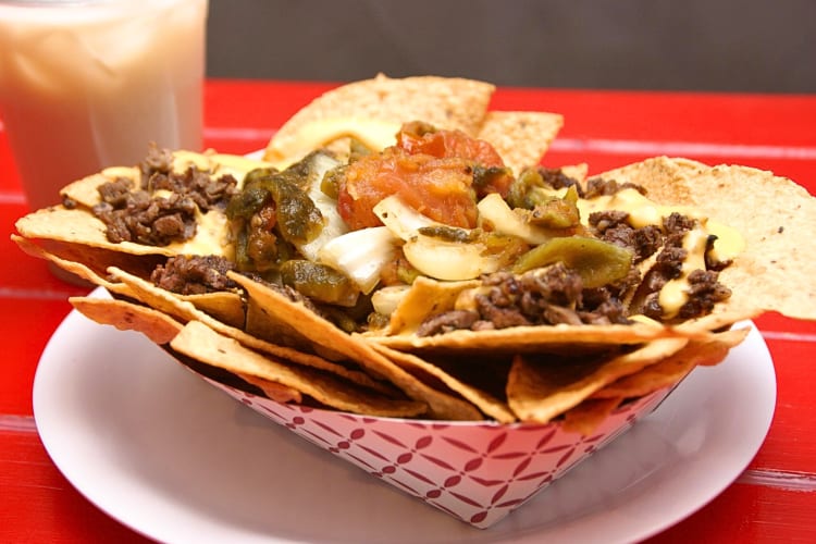 Nachos from Mexicali Taco and Co., a restaurant in Chinatown, Los Angeles