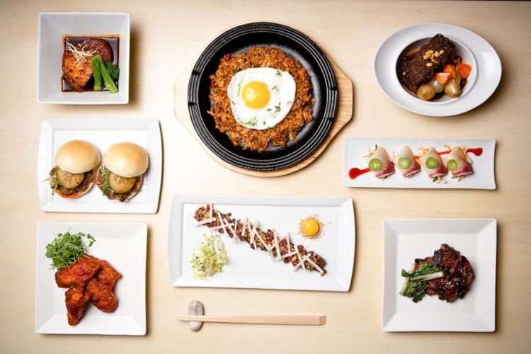 Various meals from Danji, a restaurant in Hell's Kitchen