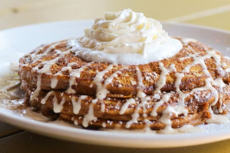 Pancakes with cream from one of the best restaurants in St. Louis