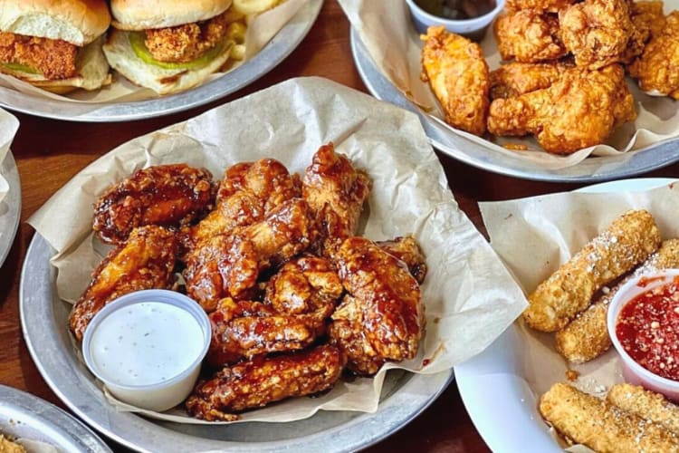 Wings from Hooters, a sports-centric restaurant where kids eat free