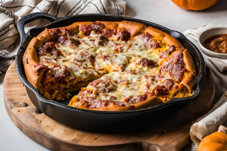 A deep-dish pizza from Uno Pizzeria & Grill