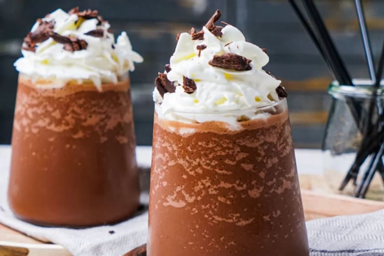 Two frozen hot chocolates.