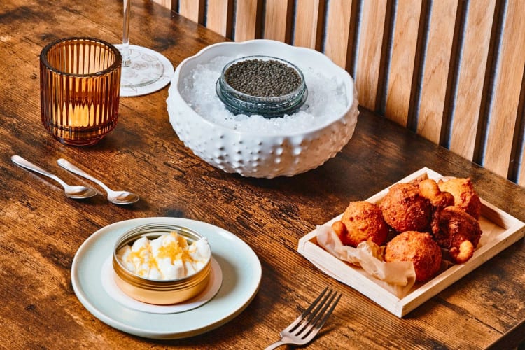 A table of food from one of the most romantic restaurants in Philadelphia.