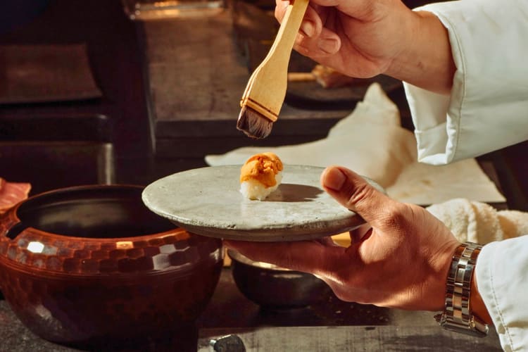 An upmarket sushi restaurant.