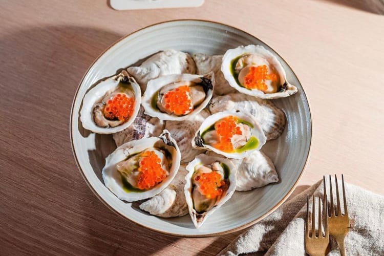 Oysters from a romantic restaurant in Philadelphia.