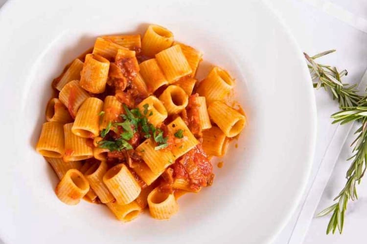 Rigatoni all'amatriciana is a delightful choice at this romantic restaurant in San Francisco