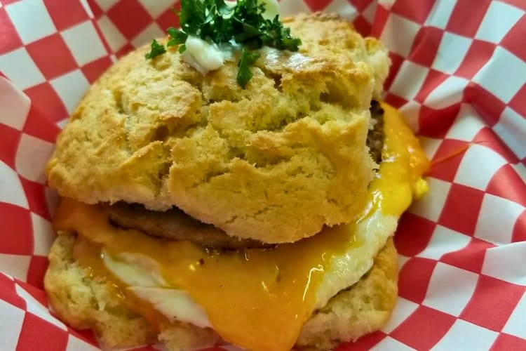 A great Seattle breakfast is the biscuit sandwich.