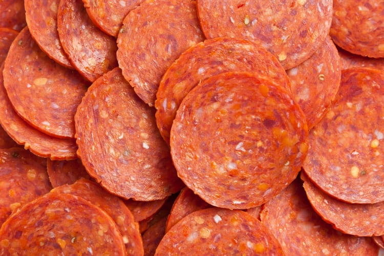 Pepperoni close-up