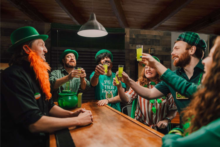 People celebrating St. Patrick's Day