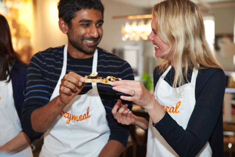 Couple at a cooking class