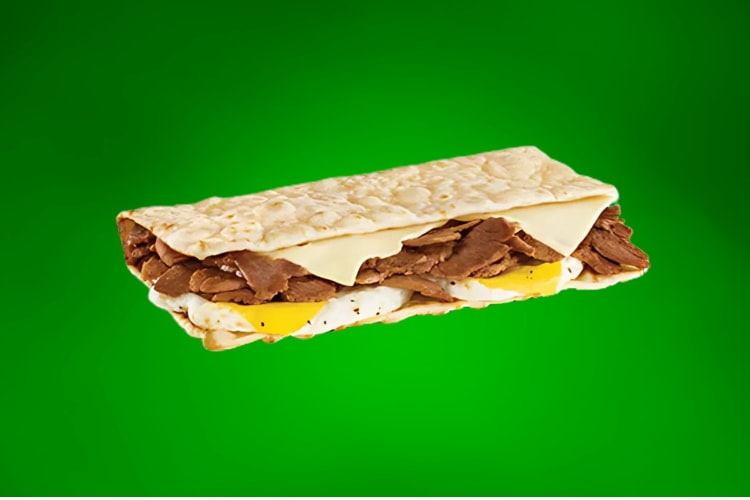 Steak, egg and cheese flatbread