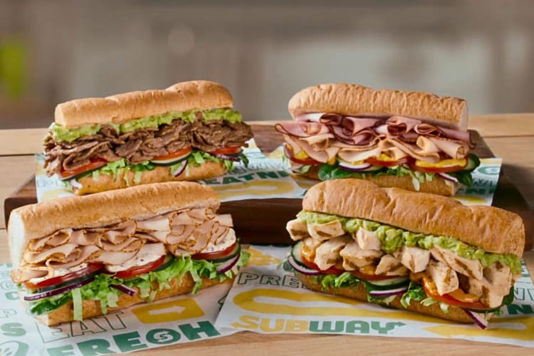 Four different Subway subs