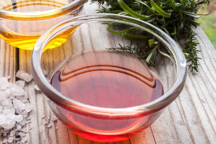 Red wine vinegar served in a bowl