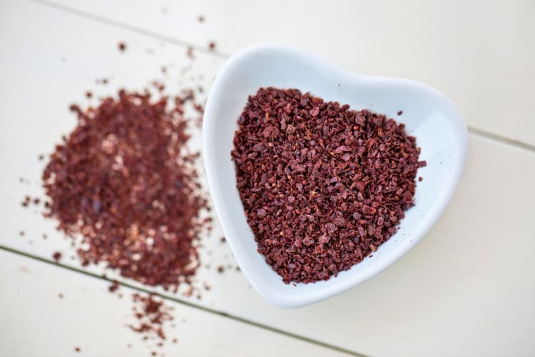 Sumac served in a heart-shaped bowl