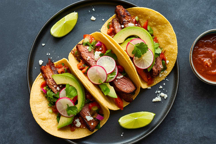 taco garnished with radishes