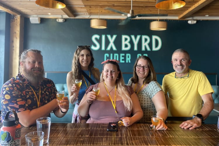 People enjoying a brew tour
